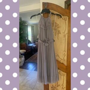 Rebecca Taylor grey silk halter cocktail dress. Low back. Size 6